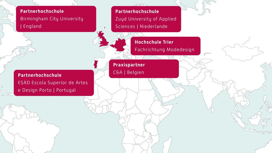 Weltkarte der Partnerländer und -hochschulen 