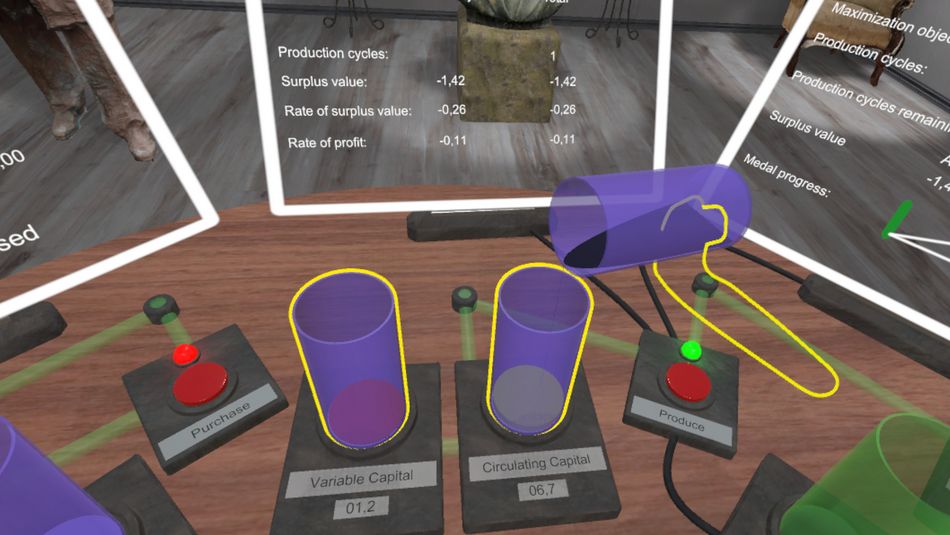 Liquid Marx application through VR goggles - Mixing of liquids