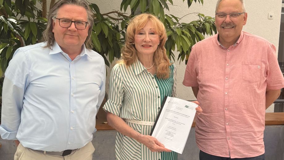 Prof. Dr. Johannes Wirth, Dagmar Hilden-Kuntz und Prof. Dr. Klaus Helling nach Verteidigung der Masterthesis.