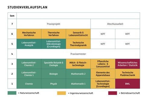 Modulübersicht des Bachelor Studiengangs Lebensmitteltechnologie an der Hochschule Trier.