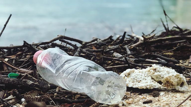 Plastikflasche am Strand