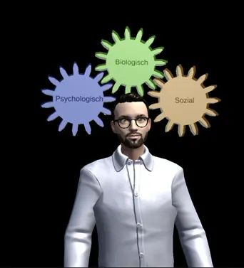 Ausschnitt zum biopsychosozialen Modell in Mixed-Reality