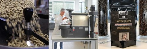 Student bei Kaffeeröstung im Labor der Lebensmitteltechnik.
