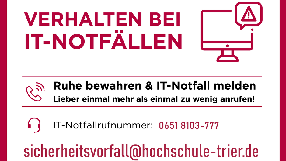 Infoflyer "Verhalten bei IT-Notfällen"