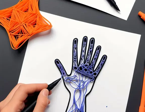 Zeichnung einer Hand mit 3D-Druckstift