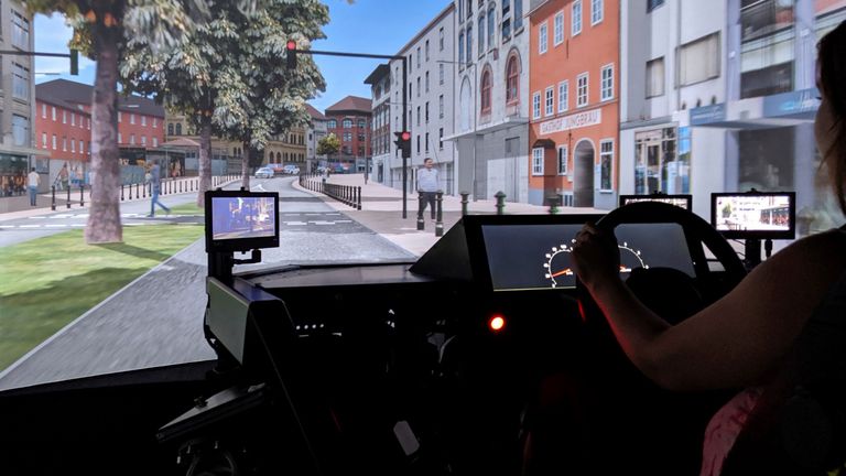 Fahrsimulator in der Anwendung